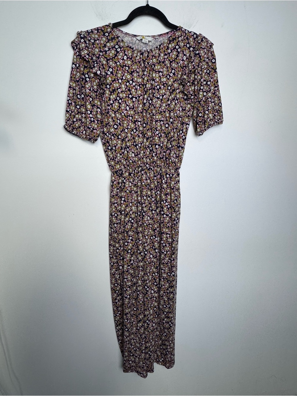 BODEN Paisley Print Ruffle Jersey Midi Dress Citronelle Multi 4L - Picture 5 of 12